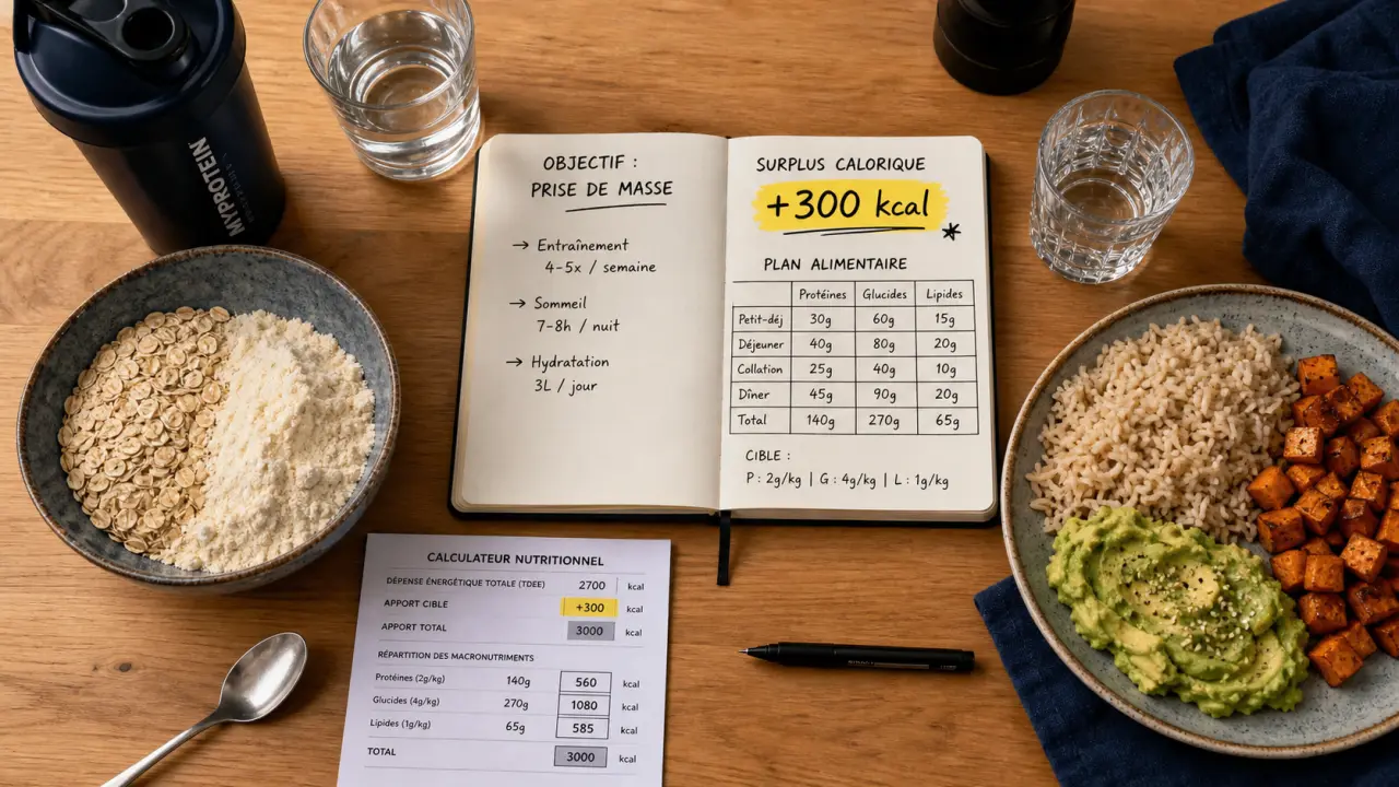 Alimentation prise de masse pour construire du muscle : plan nutrition +300 kcal