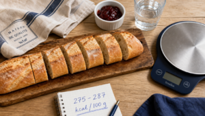 Calories baguette bread : 275–287 kcal/100 g