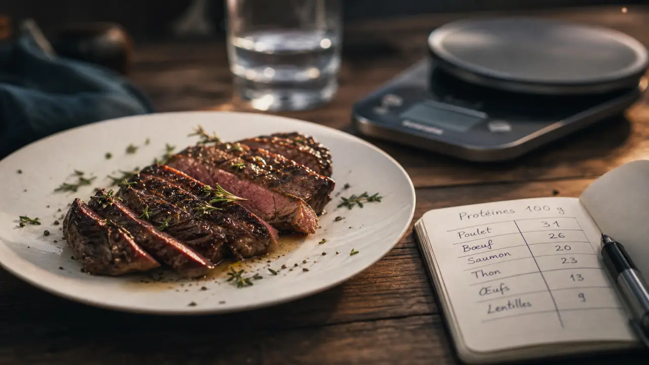Combien de protéine dans 100g de viande rouge : 20 à 32 g
