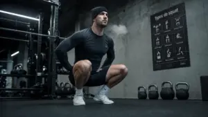 Different type de squat : squat traditionnel en salle, vue hanches