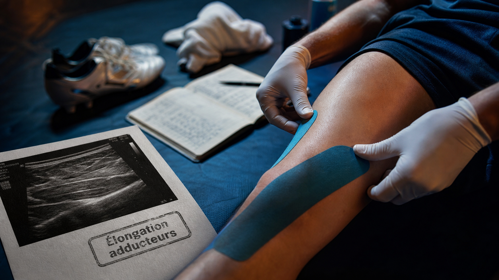 Elongation adducteur : kinésio et échographie sur la cuisse