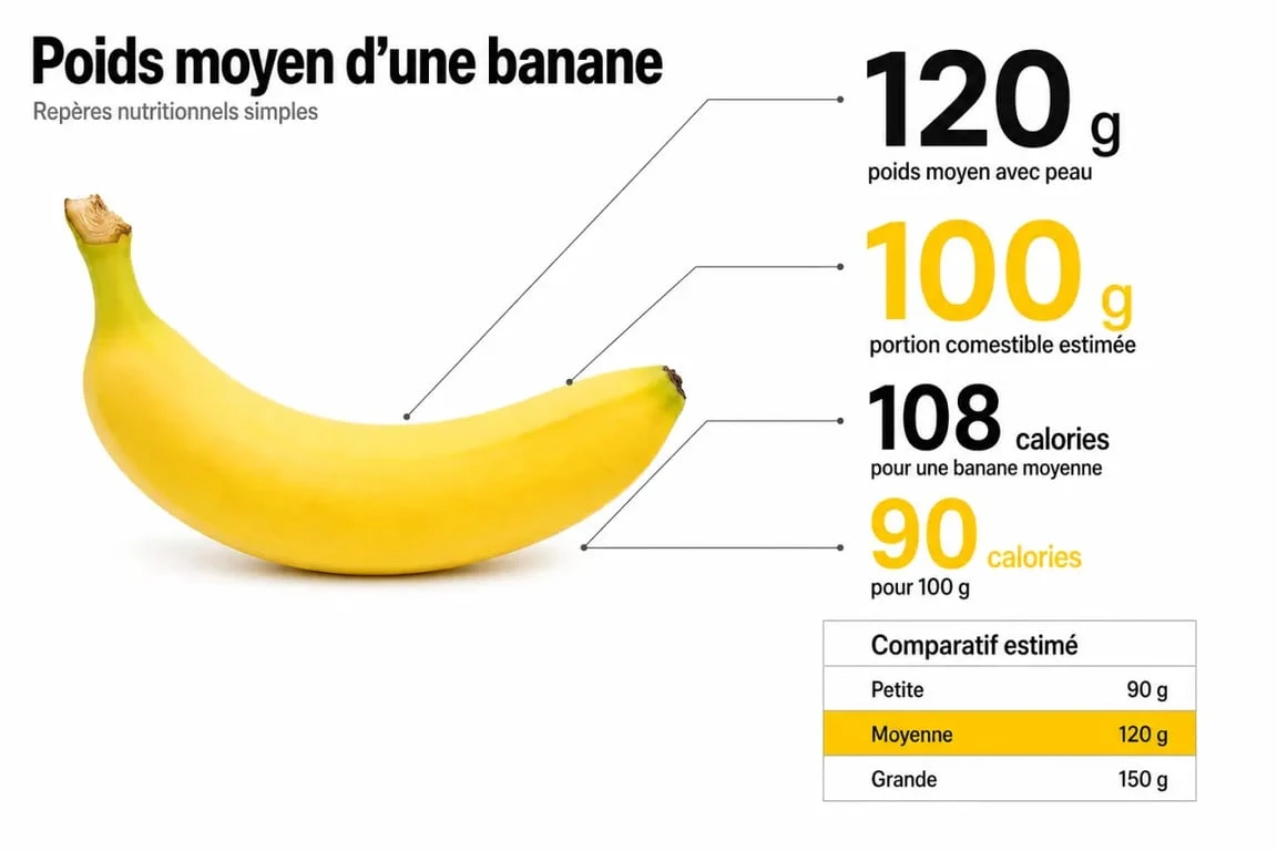Poid moyen d une banane : repères visuels sur le poids et les calories d’une banane moyenne