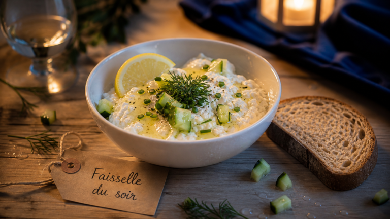 Manger de la faisselle le soir : bol de faisselle au citron et herbes