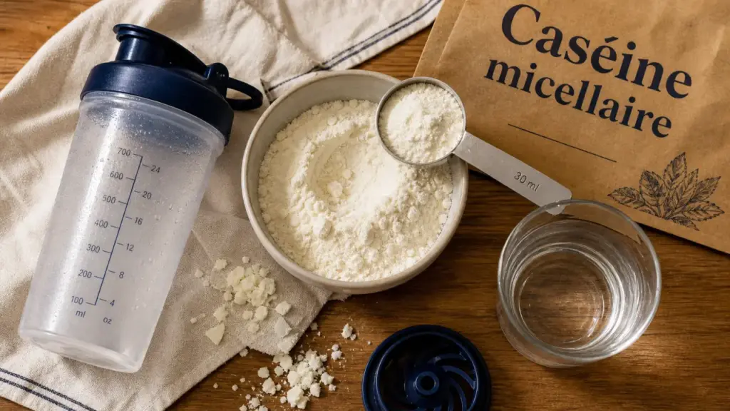 Meilleur caseine : caséine micellaire ou caséinate avant le coucher, 30 g par jour