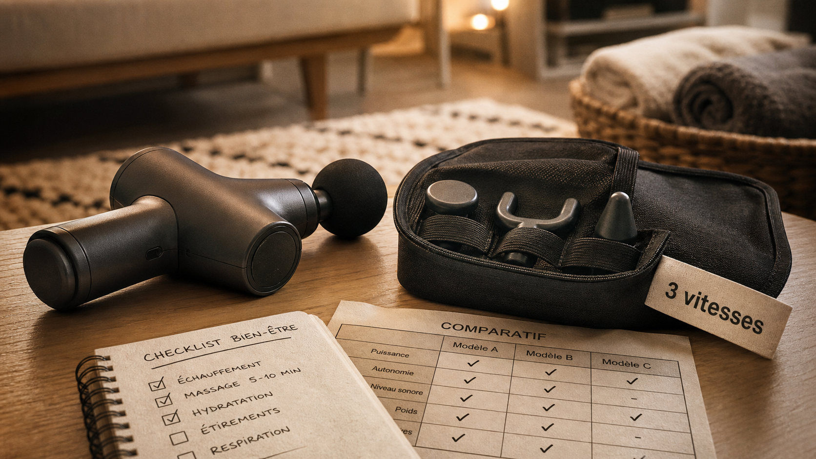 Meilleur pistolet massage 3 vitesses avec embouts