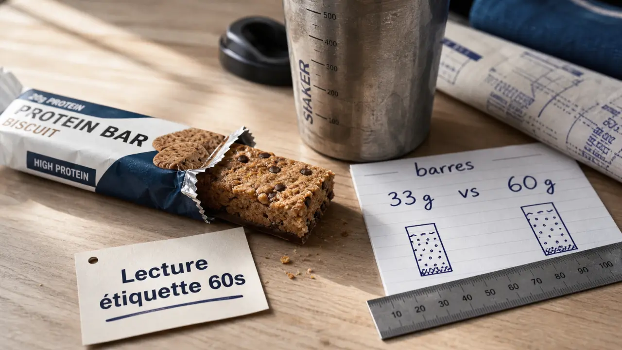 Meilleures barres protéinées : barres 15-20 g, peu de sucres, lecture étiquette
