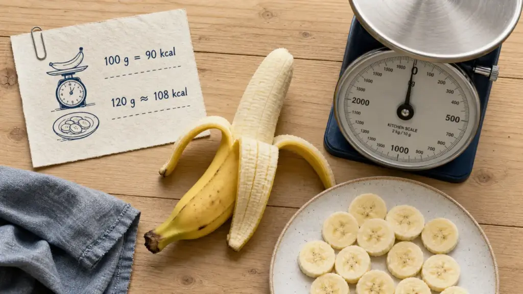 Poid moyen d une banane : 120 g, 108 kcal
