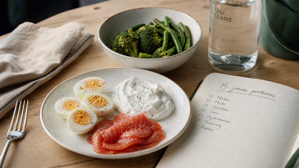 Régime proteine 15 jours : menus protéinés, skyr, œufs, saumon