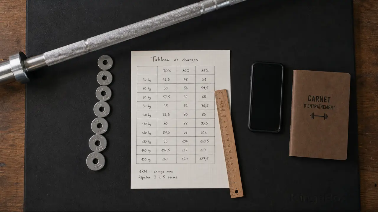 Tableau charges musculation pour force, prise de masse et endurance