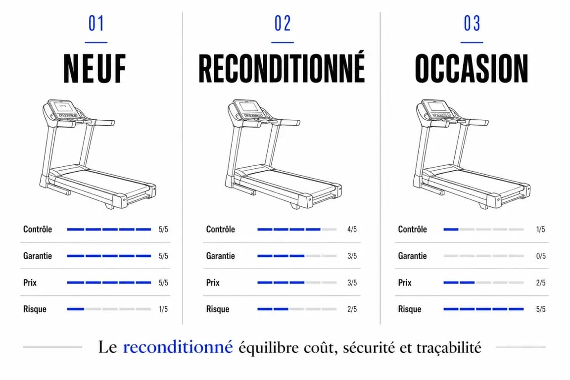 Comparatif tapis de course reconditionné, neuf et occasion