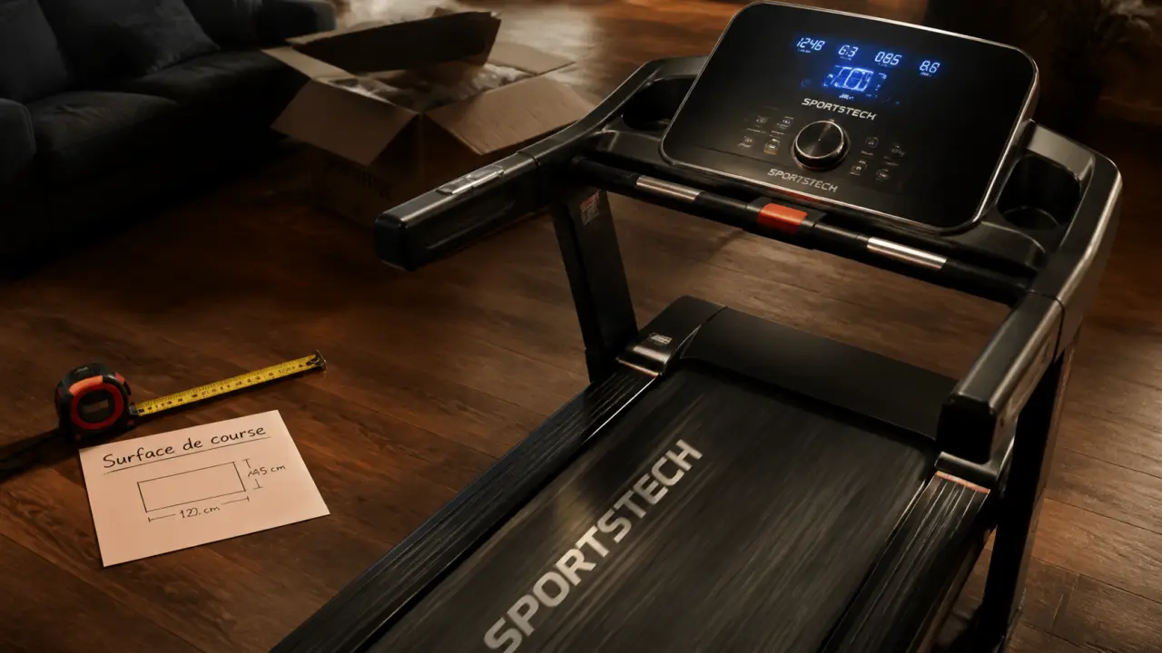 Sportstech tapis de course : puissance continue et surface de course