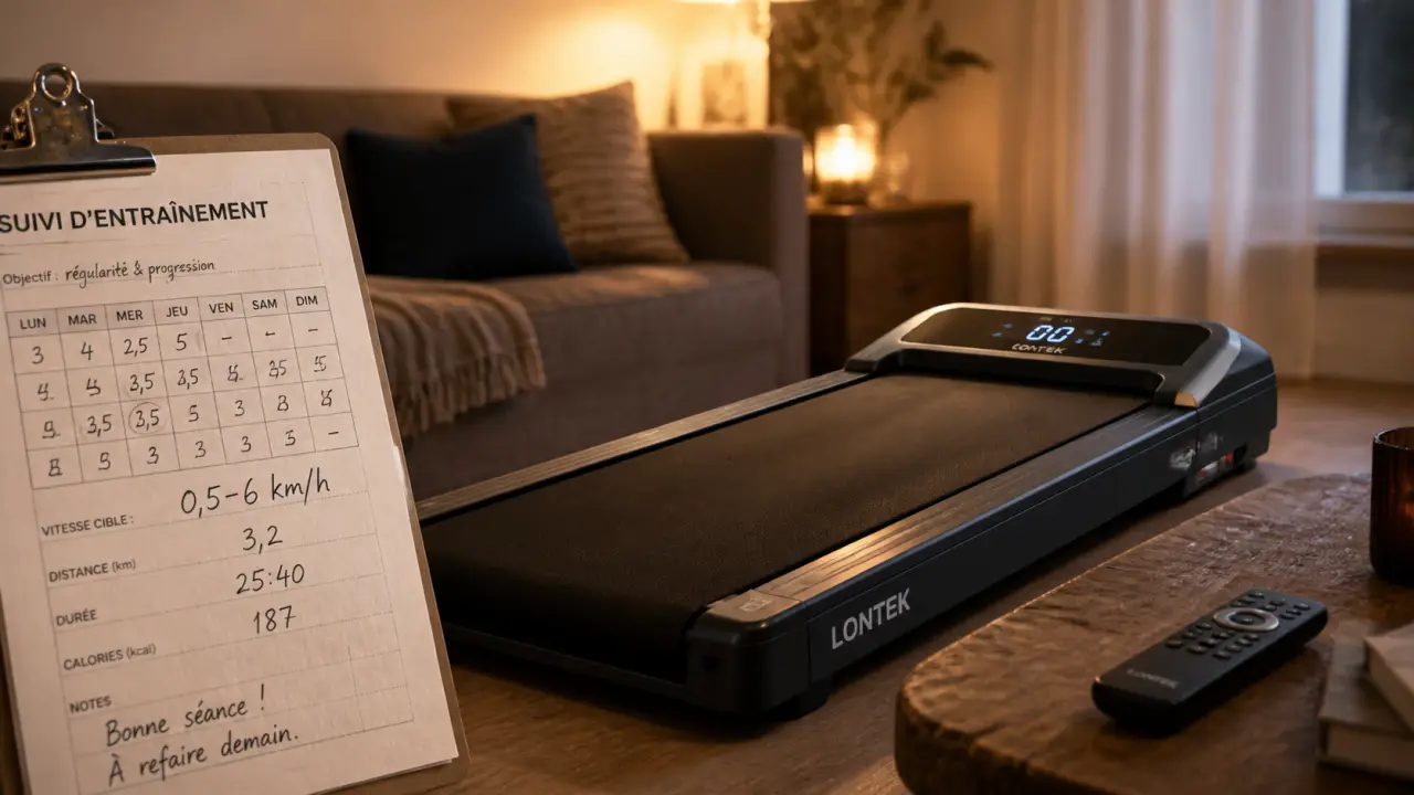 tapis de course lontek pliable pour marcher, courir et travailler debout en intérieur