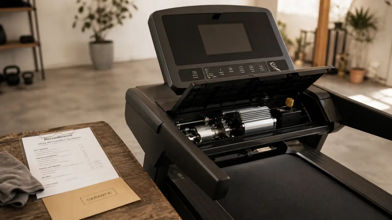 Tapis de course reconditionné : fiche de contrôle et pièces vérifiées