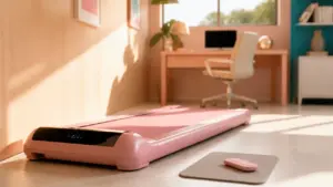 Tapis de course rose compact en bureau lumineux, pour marche et jogging