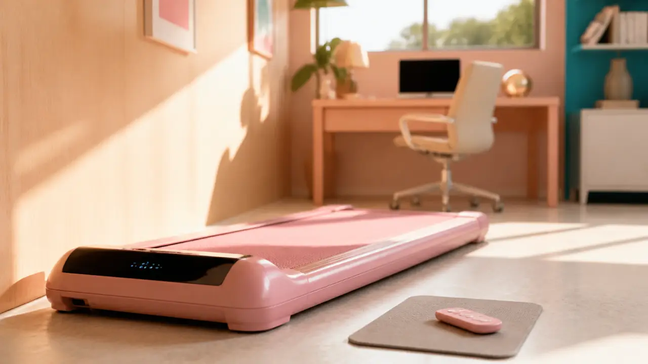 Tapis de course rose compact en bureau lumineux, pour marche et jogging