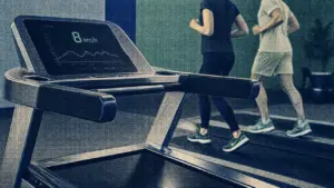 Vitesse réelle sur tapis de course : 8 km/h et inclinaison