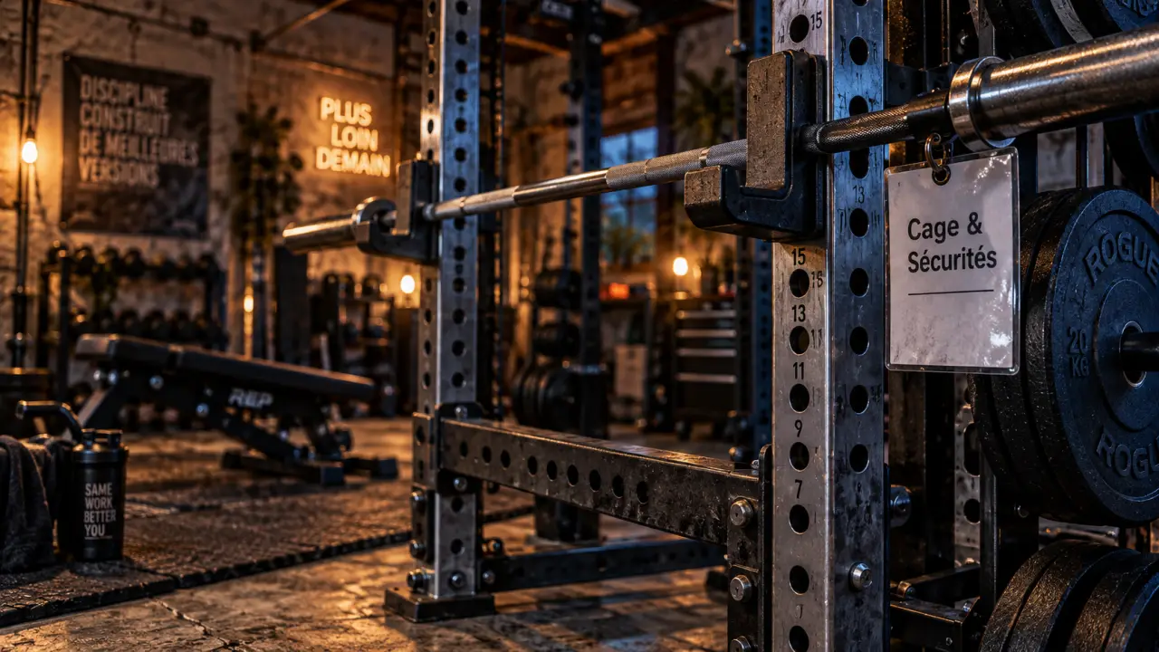 Cage de musculation sécurisant les charges avec power rack