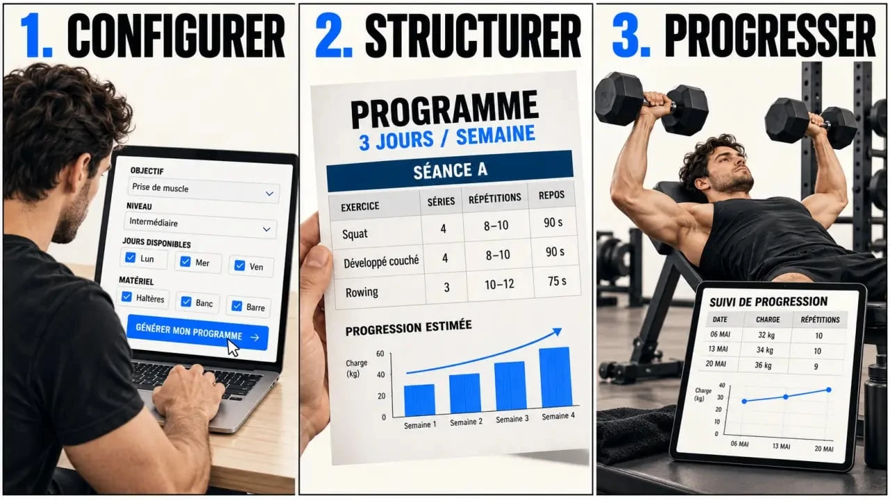 Créer son programme de musculation en ligne gratuit avec génération de séance et suivi de progression