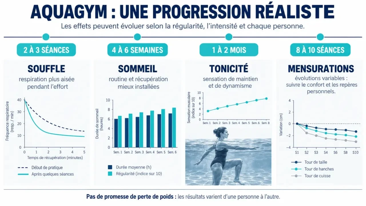 Aquagym avant après : frise des résultats réalistes au fil des séances