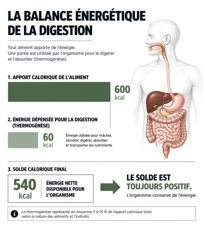 Infographie expliquant pourquoi les aliments à calories négatives sont un mythe nutritionnel