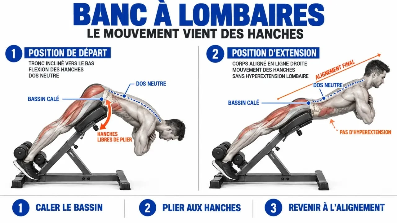 Réglage et posture correcte sur une machine lombaire