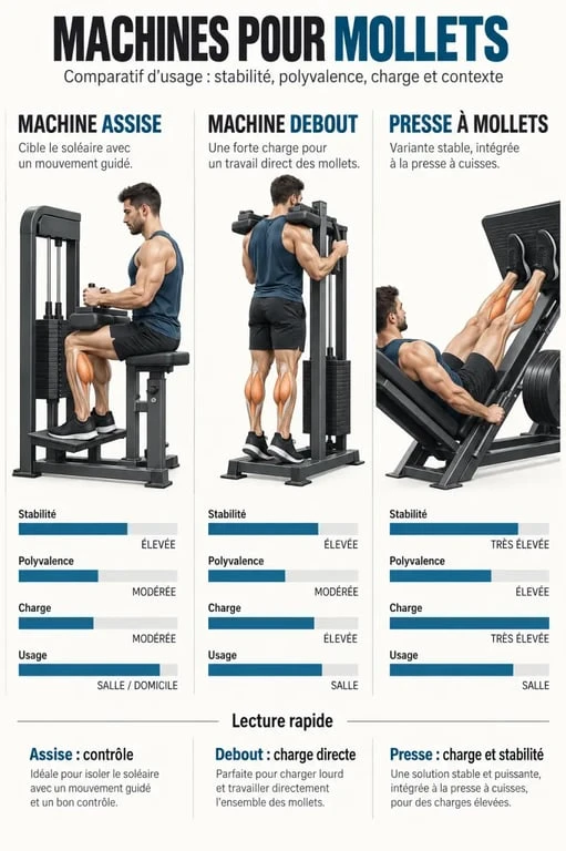 Infographie comparative des différents types de machine pour mollet