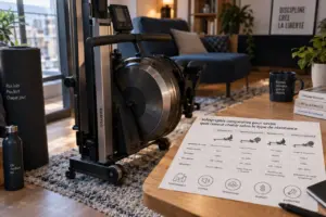 Quel rameur choisir : rameur en appartement en intérieur, roue de résistance visible
