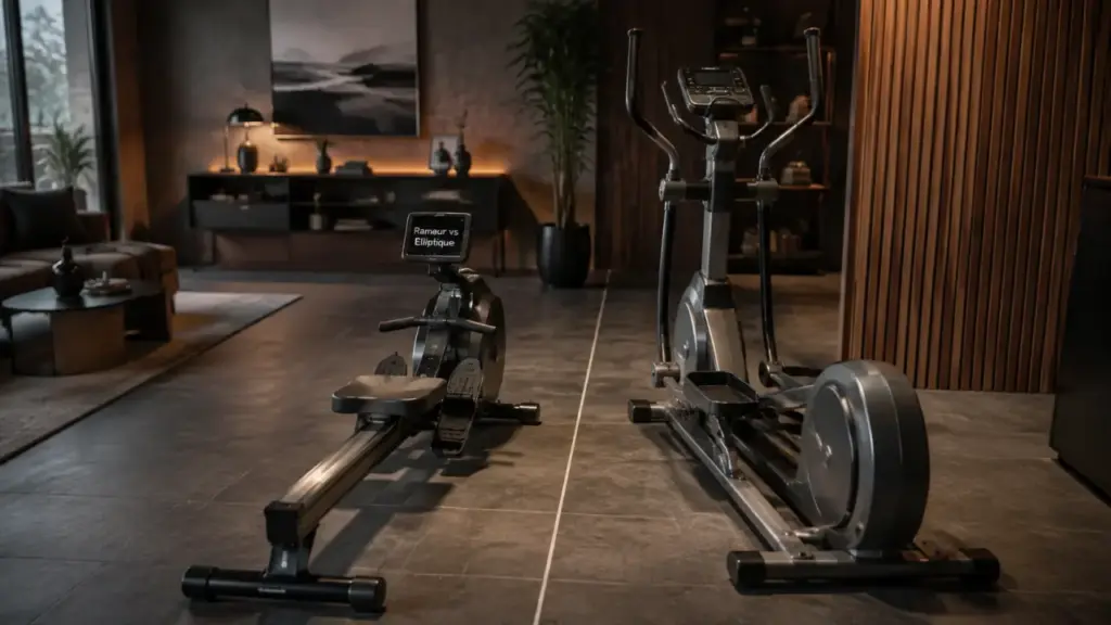Rameur ou velo elliptique : comparaison calories, articulations et espace