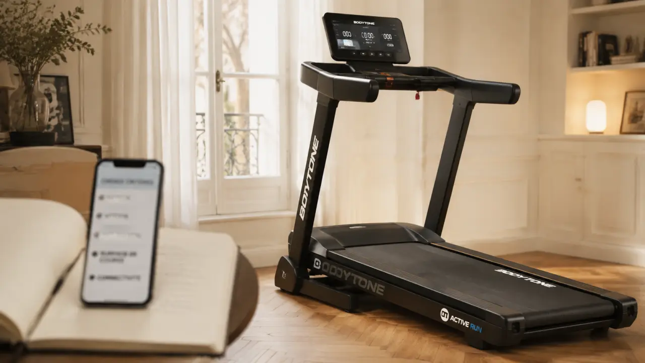 Tapis de course bodytone 20 km/h avec 15 inclinaisons, pour courir chez soi