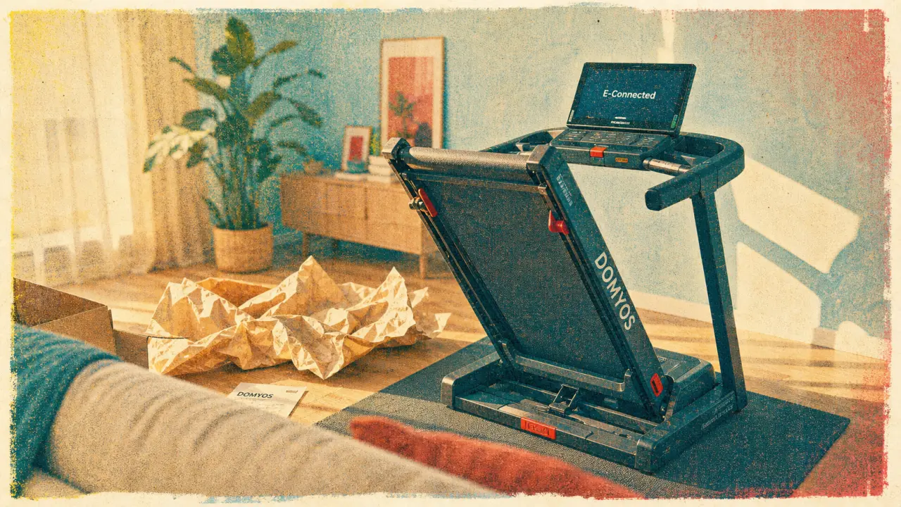 Tapis de course domyo plié, console E-Connected, 22 km/h et 12 % d’inclinaison