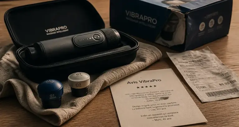 VibraPro, vibrapro avis négatif : appareil vibrant noir et têtes, fiche avis
