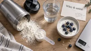 whey protéine perte de poids : shaker et yaourt pour couper la faim