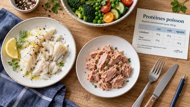 Poisson protéine : thon et cabillaud, portions et calories maîtrisées