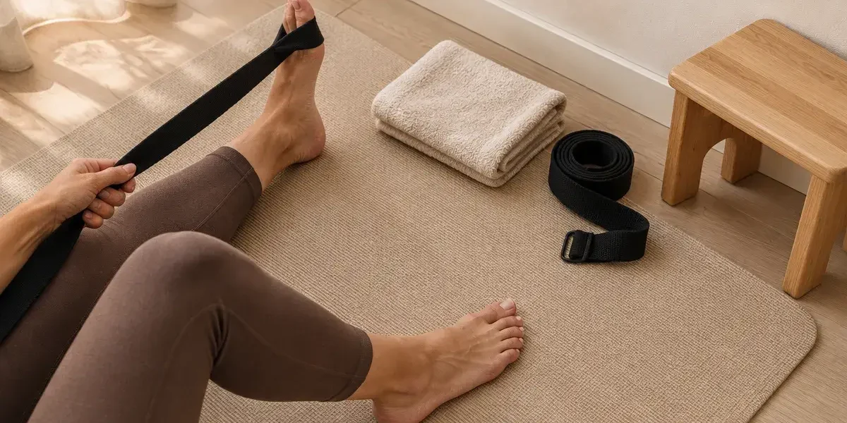 Étirer les jambes : hanches, cuisses et mollets, tapis de yoga