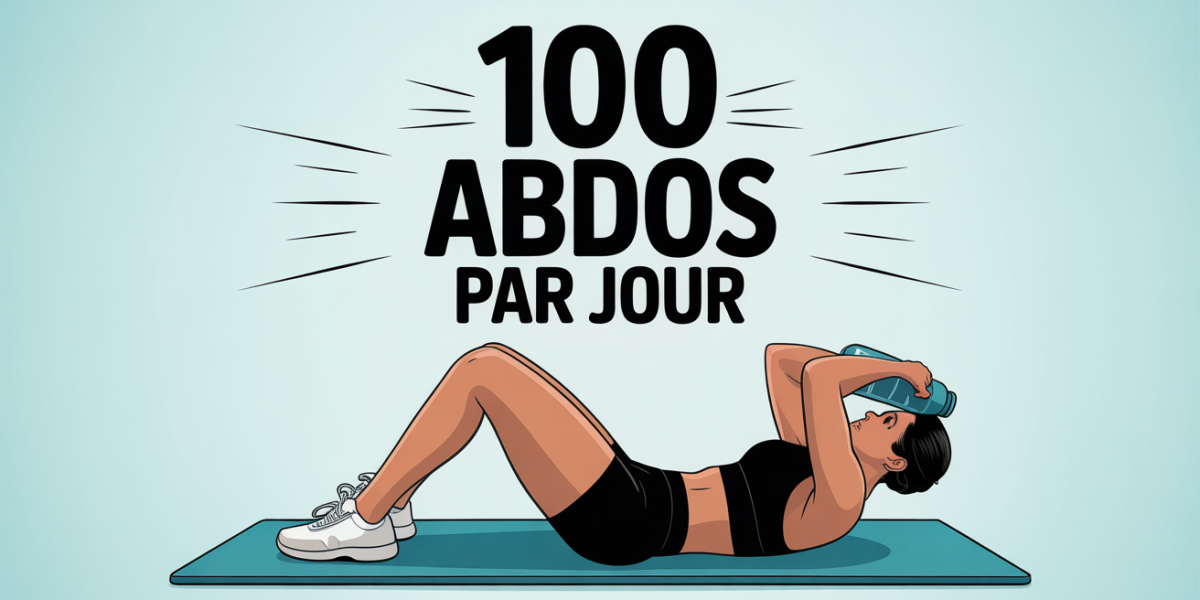 illustration 100 abdos par jour sur tapis de sport