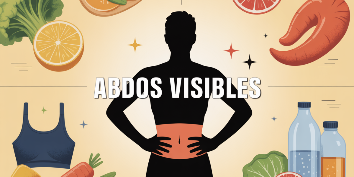 Silhouette abdos visibles sur fond nutrition musculation
