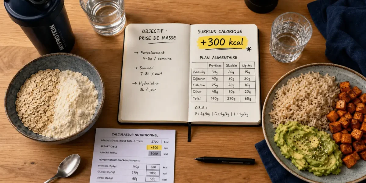 Alimentation prise de masse pour construire du muscle : plan nutrition +300 kcal