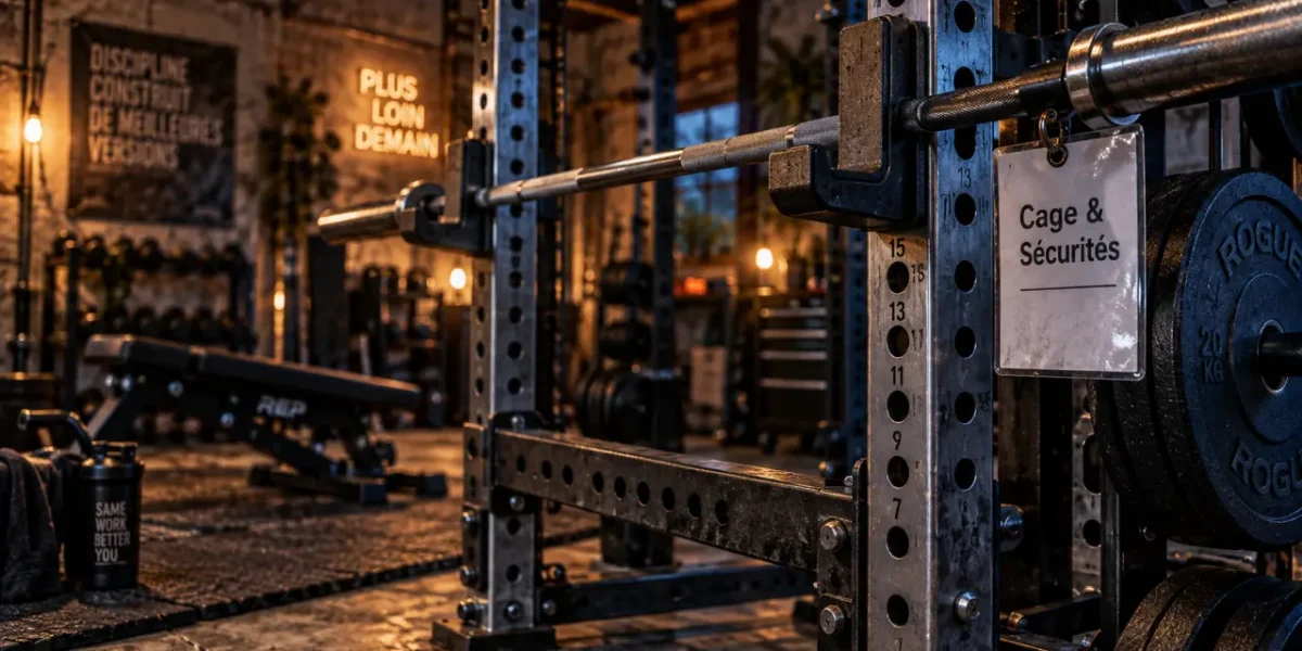 Cage de musculation sécurisant les charges avec power rack