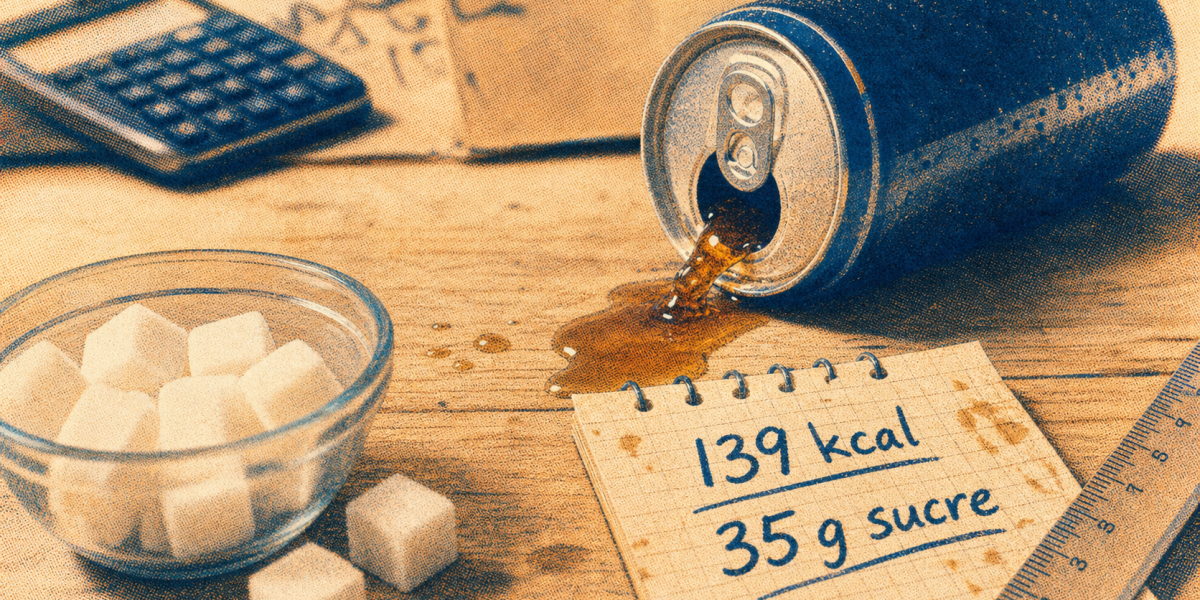 Calorie dans une canette de coca : 139 kcal et 35 g de sucre