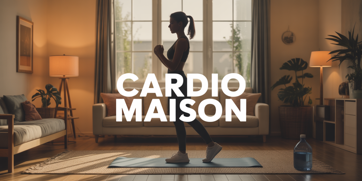 Personne fait cardio maison dans salon