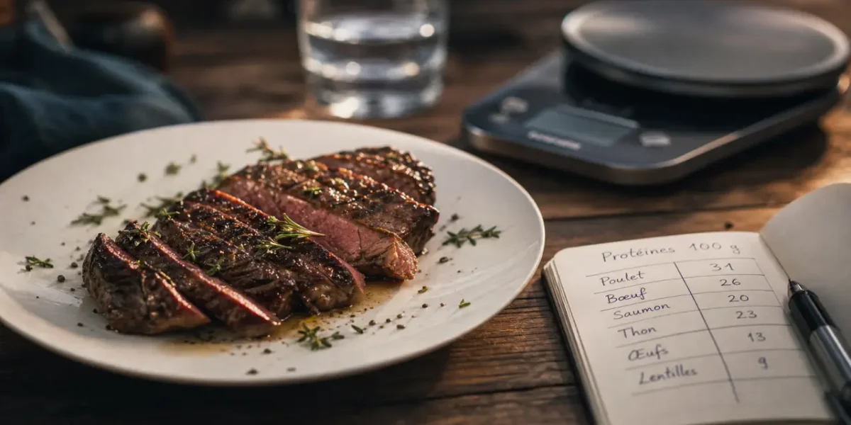 Combien de protéine dans 100g de viande rouge : 20 à 32 g