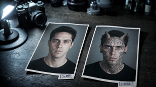 Diabao avant apres : photo avant/après visage tatoué