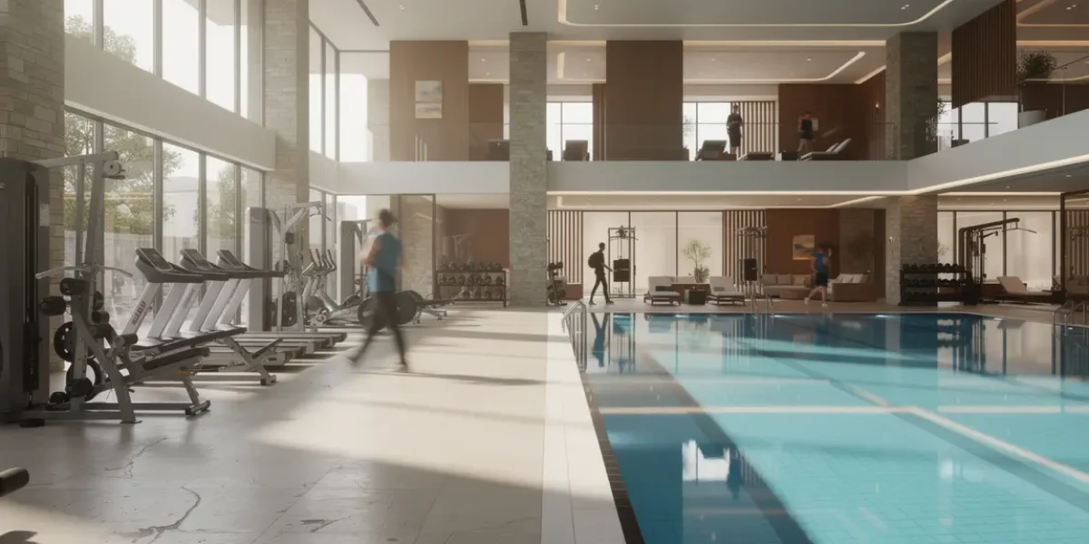 grande salle fitness premium avec piscine intérieure et espaces bien-être à Paris 16