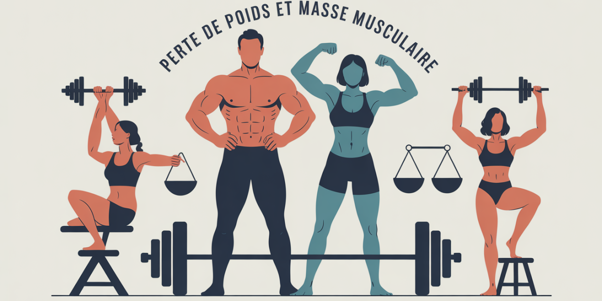 fonte musculaire et perte de poids concept hommes femmes musclés avec haltères