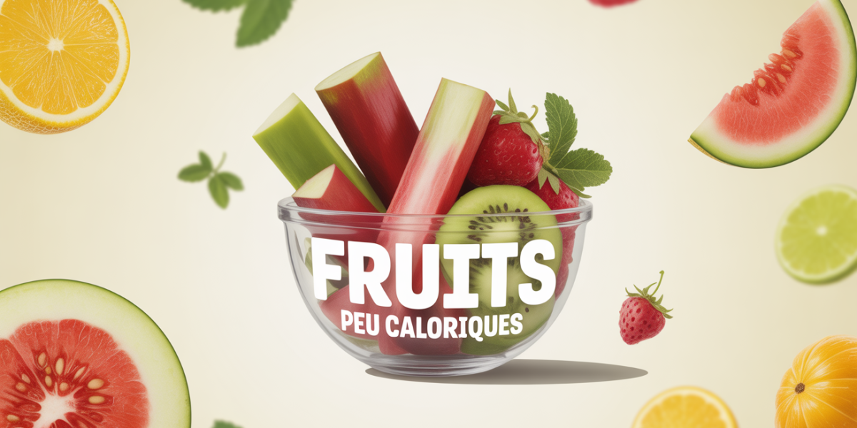 Bol fruits peu caloriques rhubarbe pastèque fraise melon citron groseille