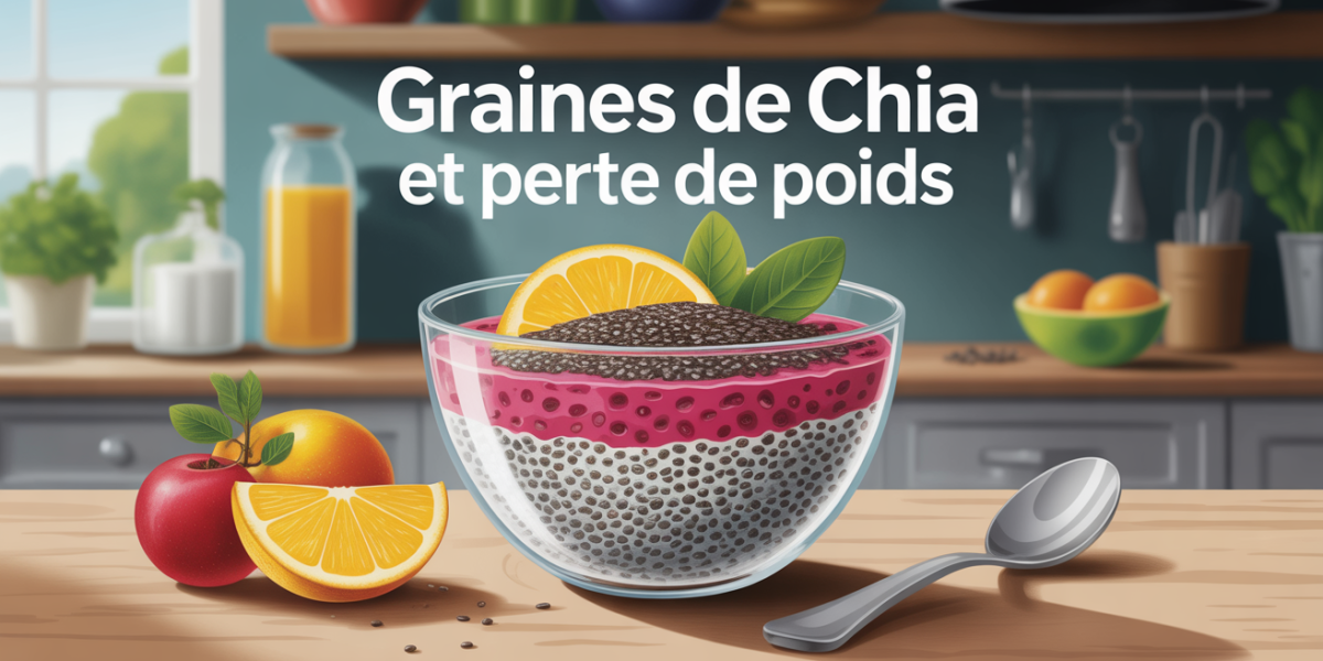 Bol de pudding graine de chia perte de poids avec fruits frais