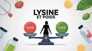 illustration la lysine fait elle grossir avec balance et silhouette