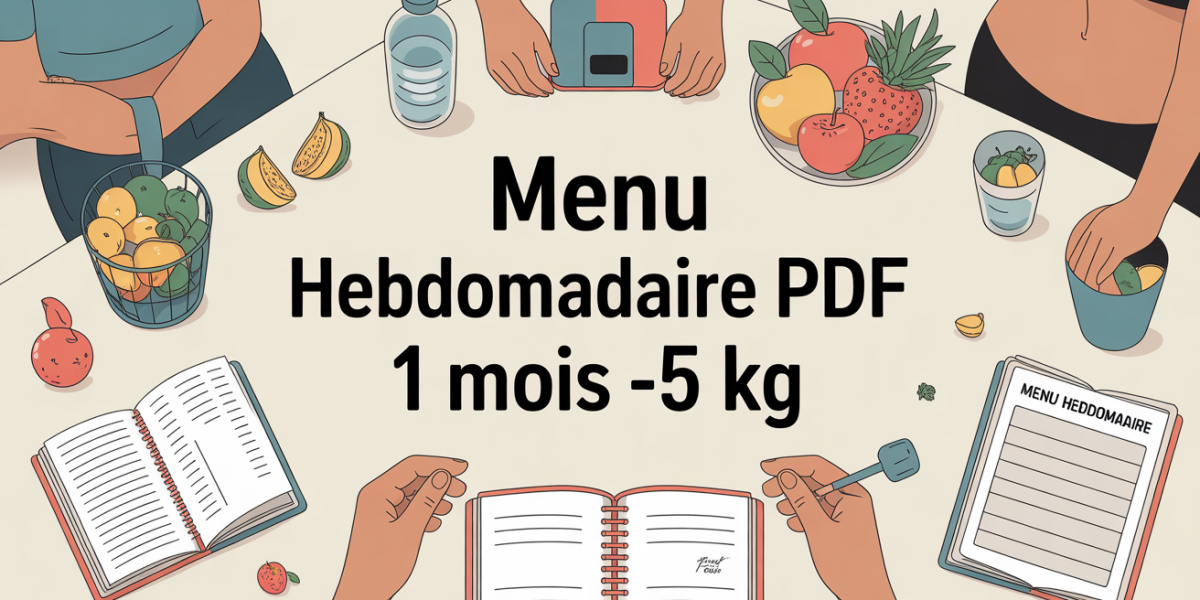 Vue bureau avec menu hebdomadaire PDF perte 5 kg en 1 mois