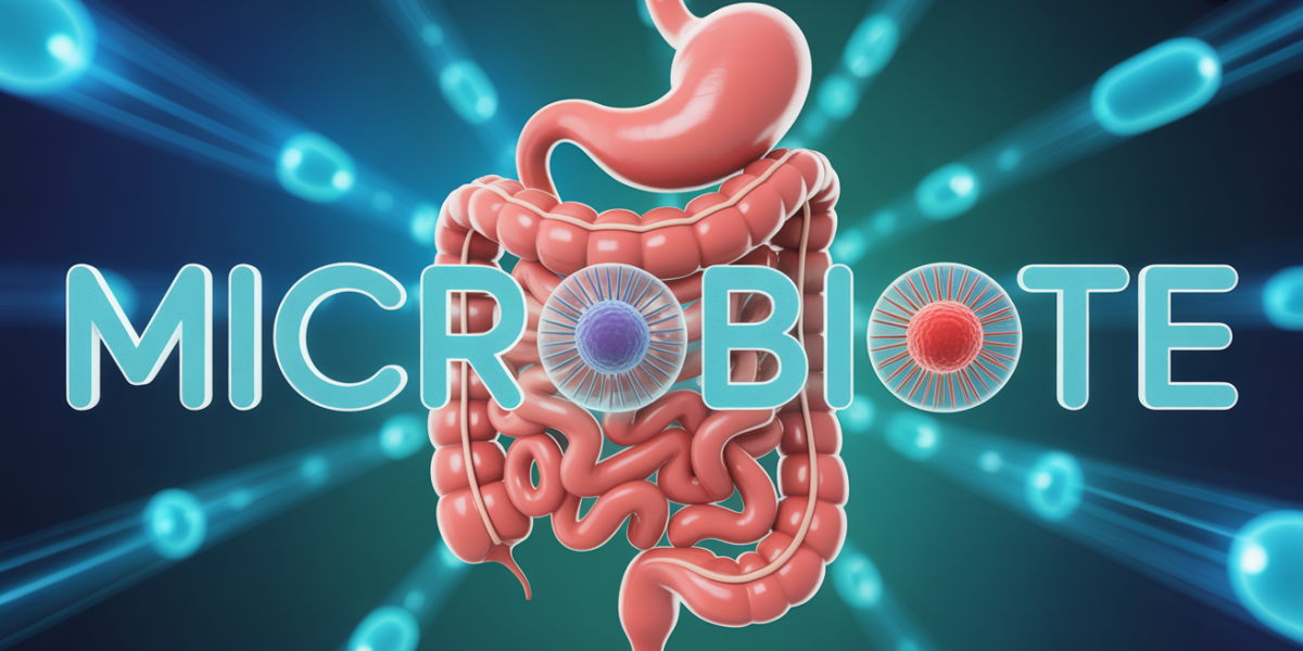 Vue futuriste microbiote humain digestion