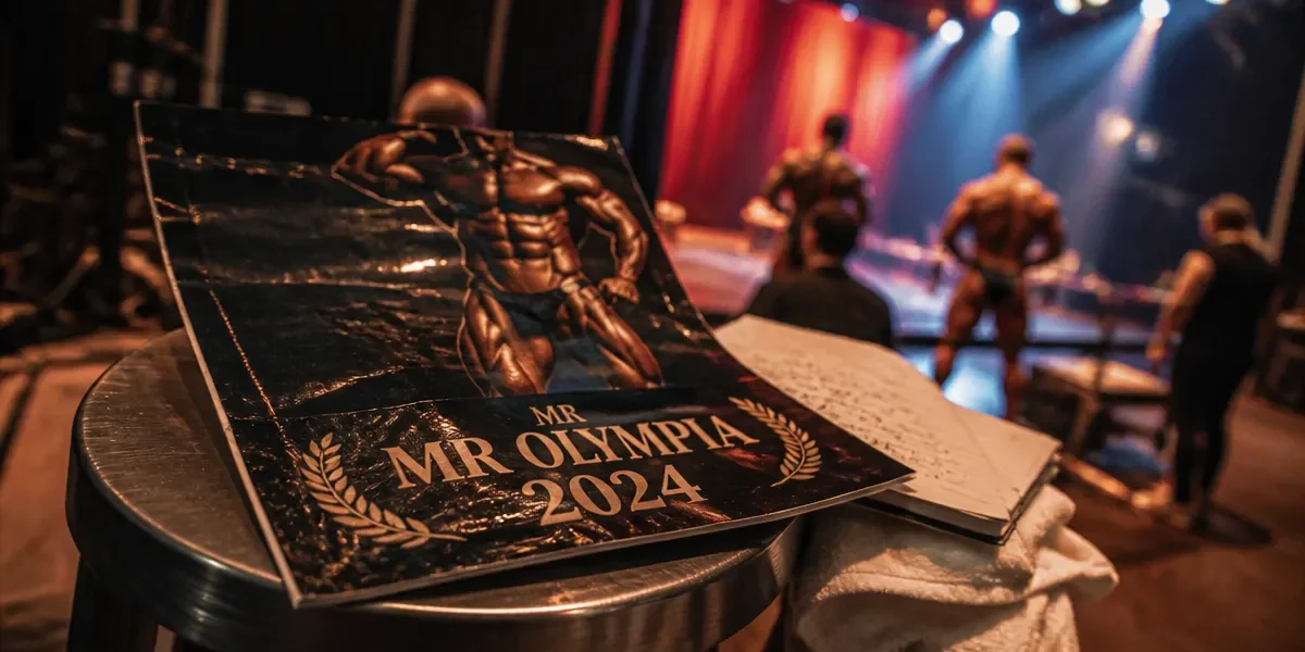 Mr Olympia 2024 classic physique backstage, affiche “Mr Olympia 2024” à Las Vegas Convention Center